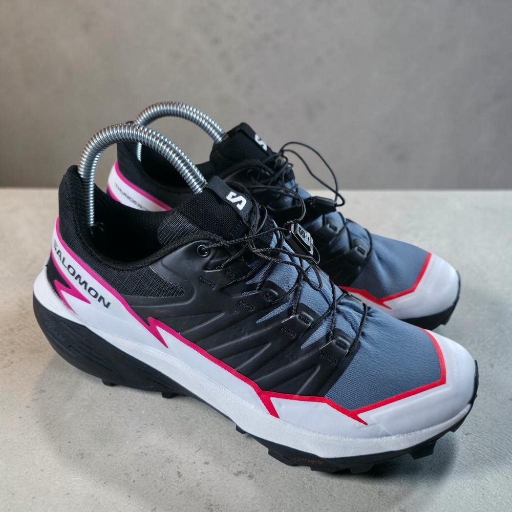 Size 7 - Women's Salomon Thundercross Black Pink Glow Hiking Shoes Sneakers NEW